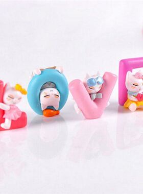 4pcs Love Cat Resin Miniature Figurine Dollhouse Garden Deco