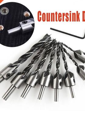 4-7pcs 3-10mm HSS 5 Flute Countersink Drill Bit Set Carpentr