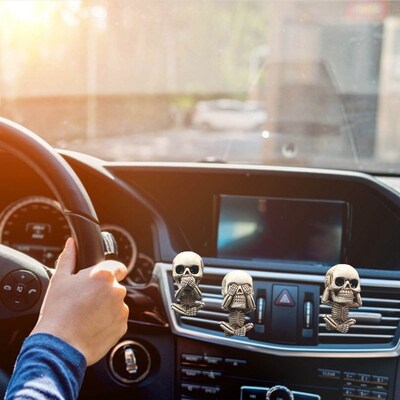 3Pcs/Set Car Skull Diffuser Car Perfume Air Freshener Vent