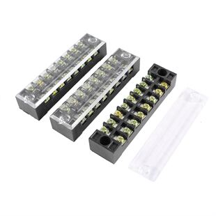3 Pcs 8 Positions Dual Rows Covered Barrier Screw Terminal B