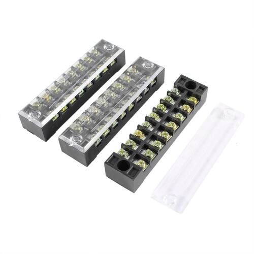 3 Pcs 8 Positions Dual Rows Covered Barrier Screw Terminal B