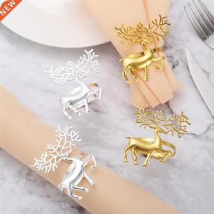 6Pcs Gold/Silver.Deer Napkin Rings Alloy Christmas Napkin Ri
