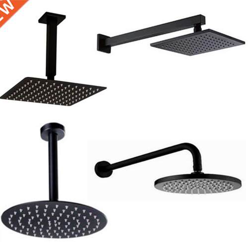 Black Round and Square Rain Shower Head Ultrathin 2 mm 8 10