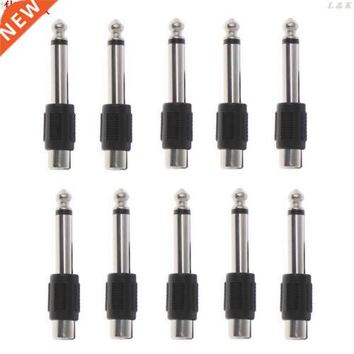 10 Pcs Durable RCA Female Jack To 6.35mm 1/4