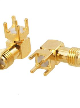 10Pcs Gold Tone SMA Female to Male Plug 90 Degree Solder PCB