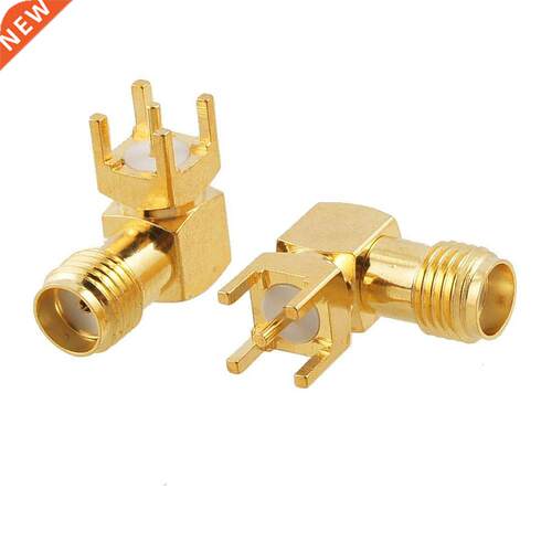 10Pcs Gold Tone SMA Female to Male Plug 90 Degree Solder PCB