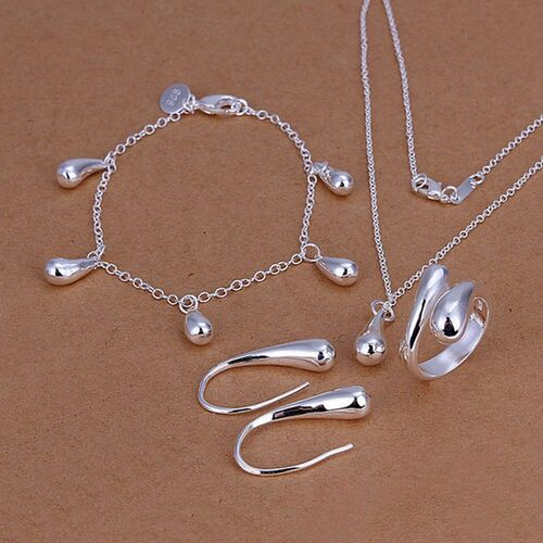 N925-sterling Silver color fashion jewelry drop necklace & b