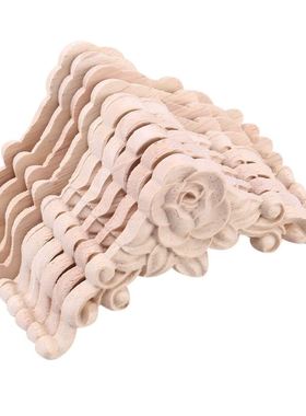 10PCS Floral Wood Carved Decal Corner Applique Decorate Fram