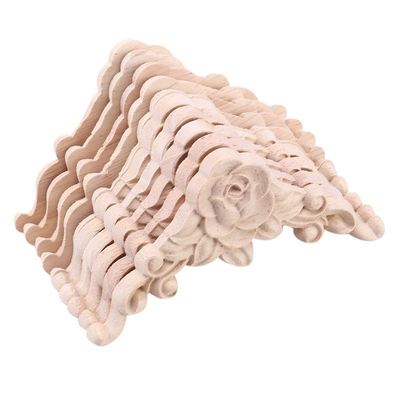 10PCS Floral Wood Carved Decal Corner Applique Decorate Fram