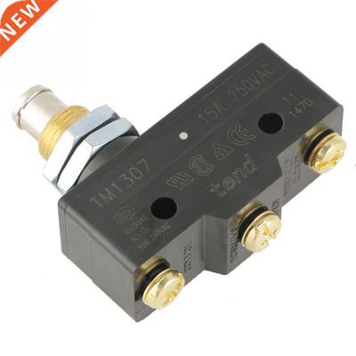 250V 15A Black TM1307 Panel Mount Plunger Actuator Momentary