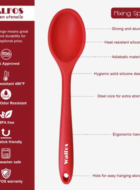 Large Food Grade Silicone Long-handled Soup Spoon Solid Colo