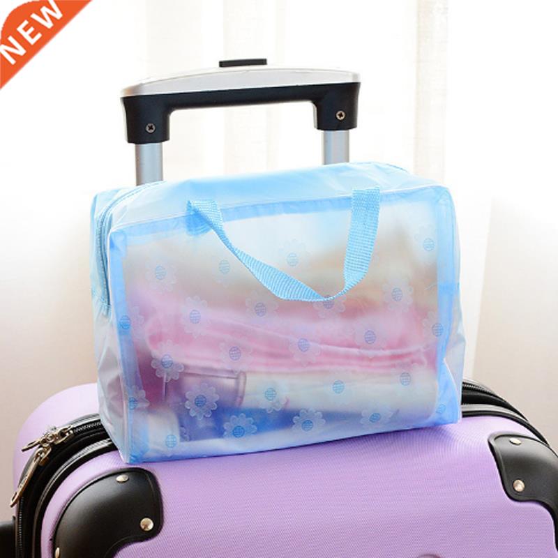 Waterproof PVC Cosmetic Storage Bag for Women Floral Transpa