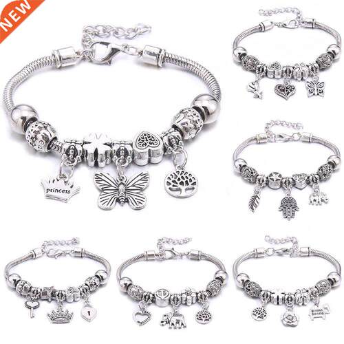 Charm Bracelet & Bangles Jewelry white butterfly Crown B