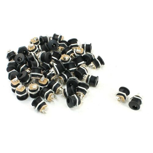50 pcs DC Power Plug DC-022 5.5-2.1mm Hole threaded nut Pane