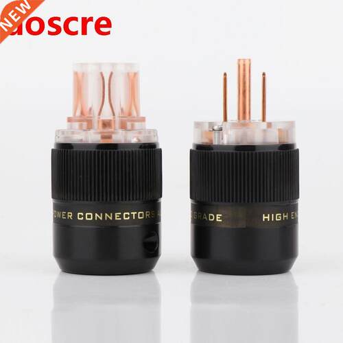 Pair Red Pure Copper US version AC Power Plug HiFi audio con