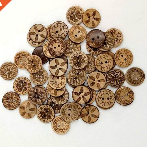 Round Wooden Sculpture Coconut Fastener Button Snaps Press S