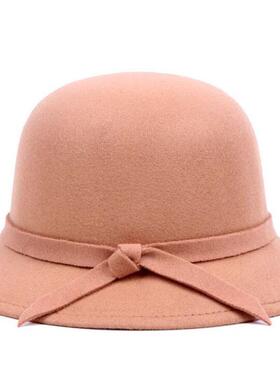 2021 Winter Women Solid Wool Felt Cloche Hats Fedoras Vintag