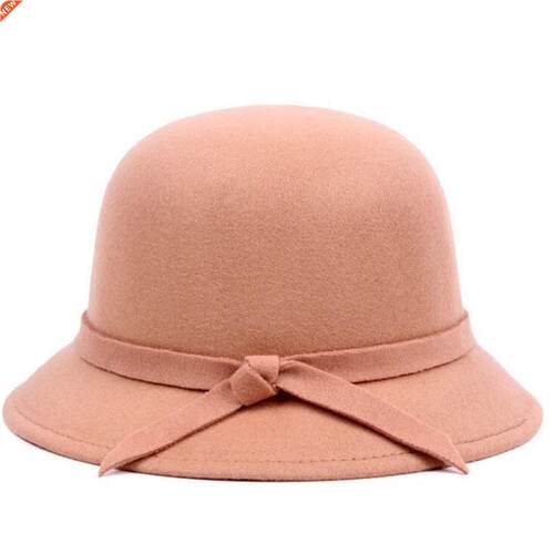 2021 Winter Women Solid Wool Felt Cloche Hats Fedoras Vintag