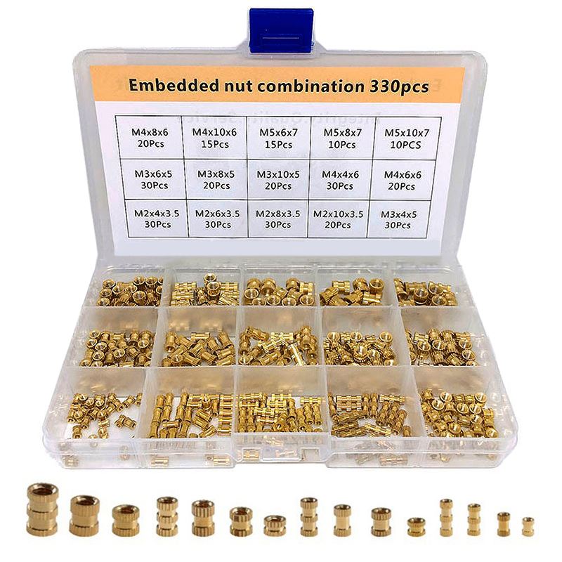 0pcs Brass Insert Nut Assortment Kit M2 M M4 M5 Round INj
