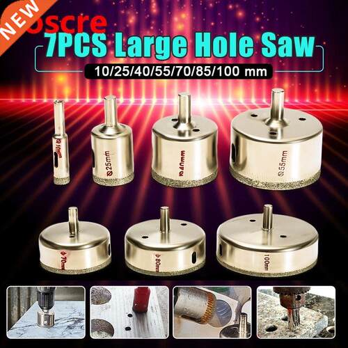 7pcs 10-100mm Diamond Coated Hole Saw Drill Bit Set Tile Cer