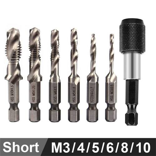 7pcs/set HSS Screw Thread Metric Tap Drill Bits Hex Shank Me