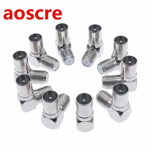 10pcs 90 Degree Right Angled F Connector TV Aerial Cable Con