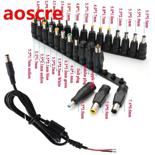 Universal 28pcs 5.5x2.1mm Multi-type Male Jack with cable fo