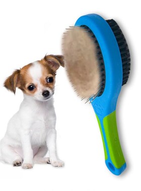 Double Faced Pet Dog Comb Long Hair Brush Plastic Handle Pup