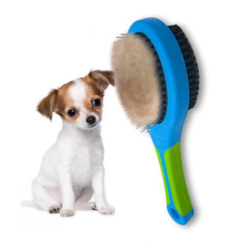 Double Faced Pet Dog Comb Long Hair Brush Plastic Handle Pup