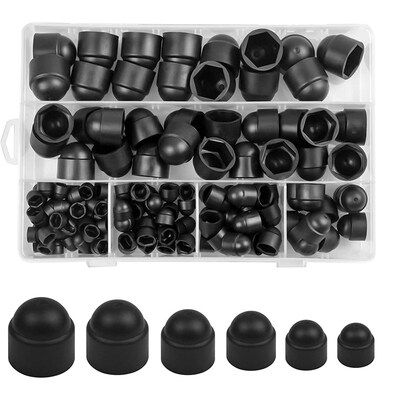 145 Pcs Bolt Dome Cover Caps Nut Protection Cover Cap Black