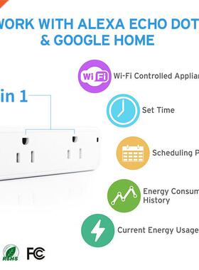 2 n 1 Dual US Plug 16A Smart WF Socket power adapter smar