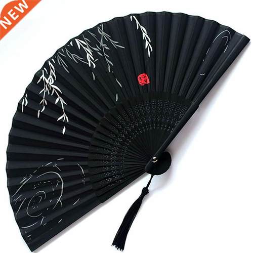 Chinese Japanese Folding Fan Wooden Shank Classi Dance Fa