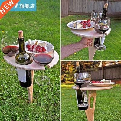 Outdoor Wine Tble Portble Picnic Tble Foldble Round Desk
