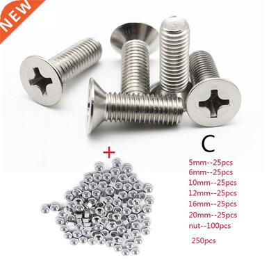 250pc/set A2 ainless eel M3 Cap/Button/Flat Head Screws