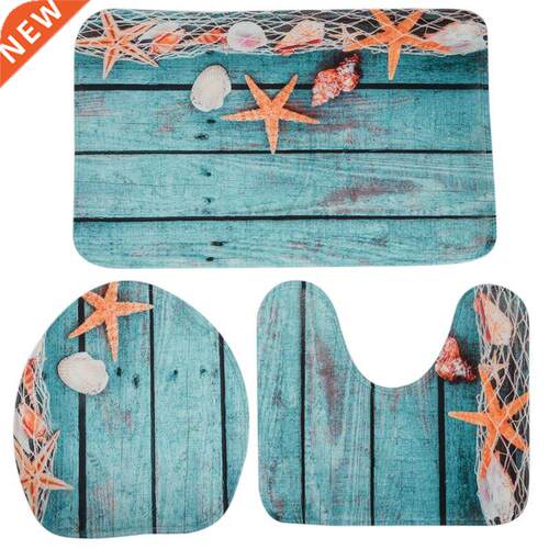 Beach Seashells Starfish Sand Bath Mat Holidays Summer Bathr