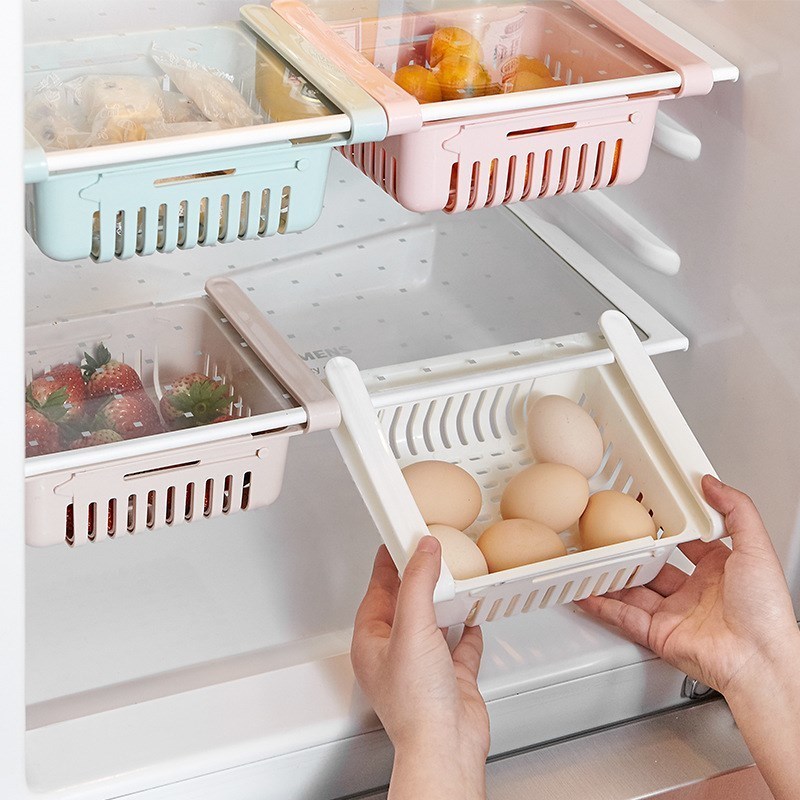 Adjustable Kitchen Fridge Storage Rack Home Organizer Food C