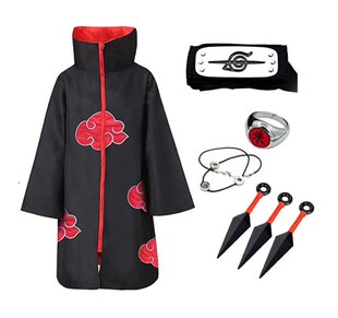 5 PICS Uchiha Tobi Obito Akatsuki Cosplay Costume Cloak Hall