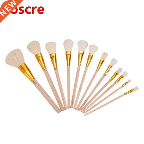 12 Pcs Cleaning Wooden Brushes Shaper Artist Paint for DIY C