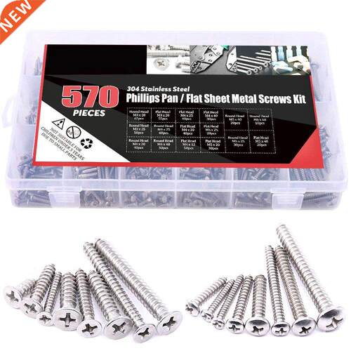 570 Piece M 3 4 5 6 Phillips Round Flat Head Self Tapping Sc