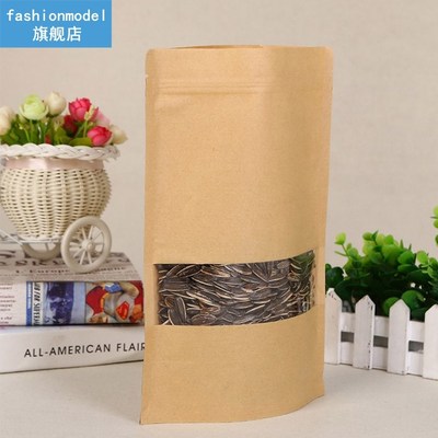 10pcs Snack Bags Kraft Paper Window Candy Bags Sealing Porta