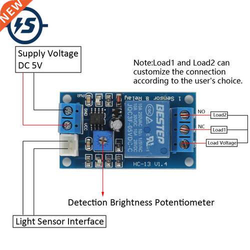 Photoresistor Relay Supply Voltage DC 5V/12V NO Output Load