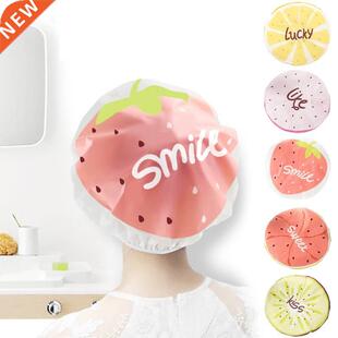 Fashion Waterproof Fruit Bath Cap Elastic Shower Hat Reusabl