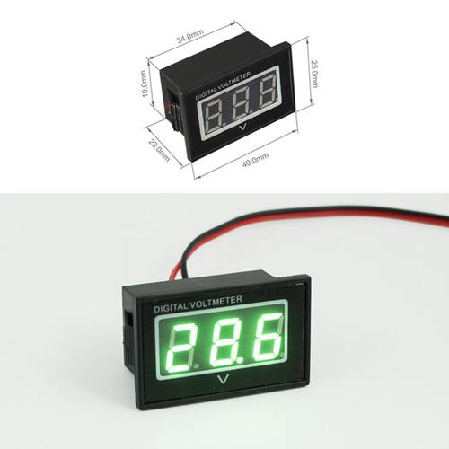 2.7 to 30V Green LED Panel Meter DC Voltmeter Two-wire