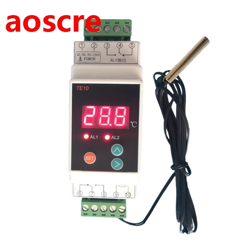 AC90~260V Din Rail Thermostat 2 Way Relay Output Temperature