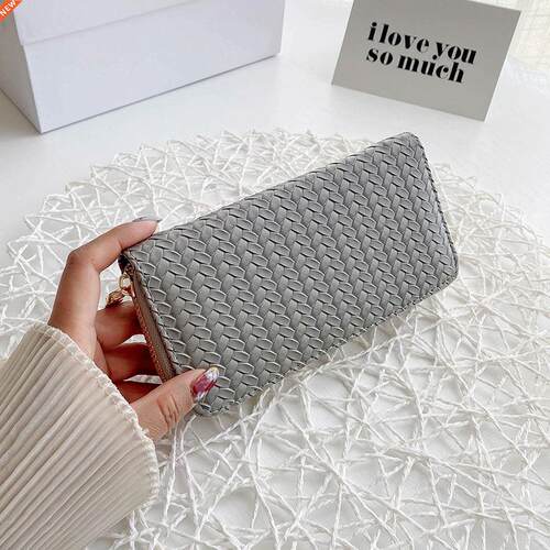 Fashion Women Woven Wallet Long Zipper Multi-ction Coin P