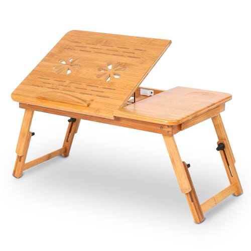 1Pc Adjustable Table Bamboo Computer Desk Rack Shelf Dormito