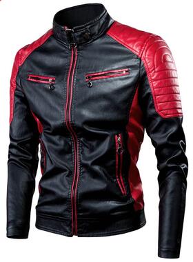 Ucrazy Men 2022 Winter Casual Motor Spliced Leather Jacket C