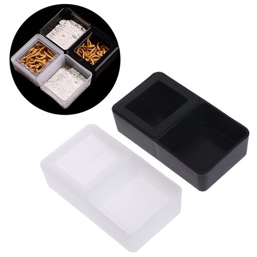Reptile Feeder Double Box Food Water Feeding Spider Basin In