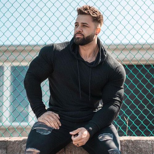 New Spring Fashion Hooded Sweaters Men Casual Turtleneck Swe