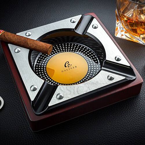 Red Wood Cigar Asray Home Metal Ash Tray Outdoor Luxury 4